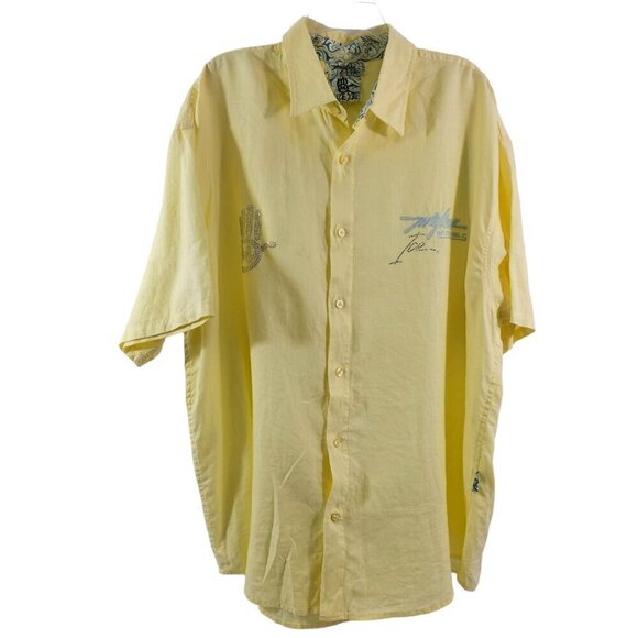 Miskeen Originals Men’s Jeweled & Embroidered Linen Short Sleeve Shirt - Size 2X - Picture 2 of 16